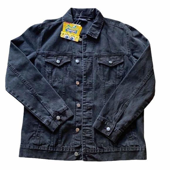Nickelodeon Spongebob SquarePants Jean Jacket Unisex Black NWT - Picture 4 of 10